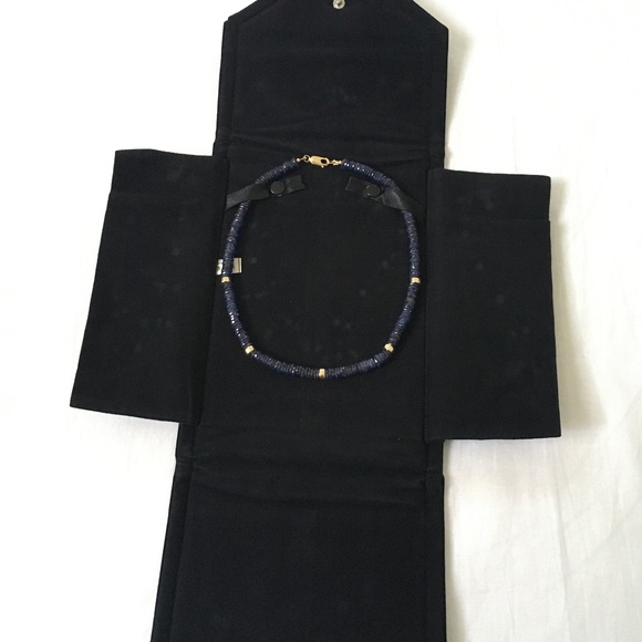 Genuine Blue Sapphire 14k Yellow Gold Bead Strand  Choker Necklace - Picture 12 of 15